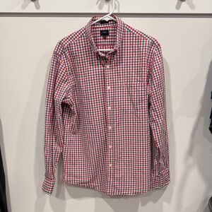 J. Crew Red and White Plaid Casual Shirt